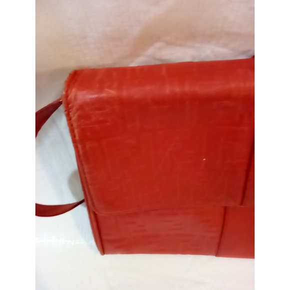 Fendi Zucca FF Red Leather Crossbody Bag - Picture 15 of 16